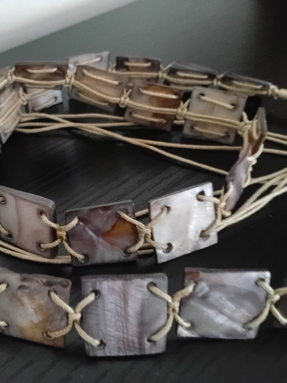 Rare Vintage Handmade Olive Shell Square Link Belt 1970's-1980's Boho